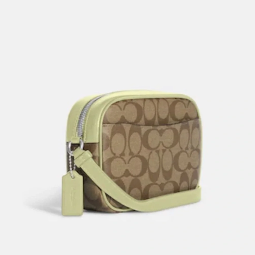NEW! COACH Mini Jamie Camera Bag In Signature Canvas - Silver/Khaki/Pale Lime - Picture 7 of 16